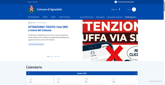 Security scan screenshot of https://www.comune.agnadello.cr.it