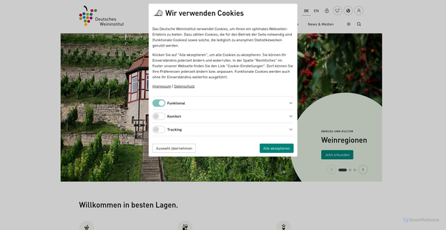 Security scan screenshot of http://www.deutscheweine.de