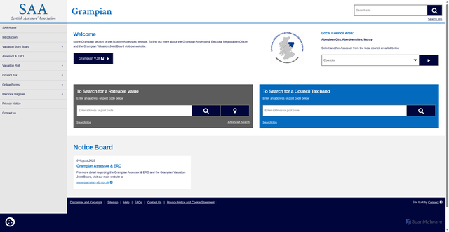 Security scan screenshot of https://www.saa.gov.uk/grampian/
