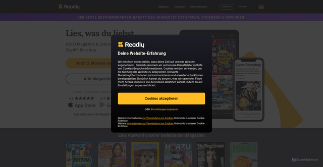 Security scan screenshot of https://readly.com