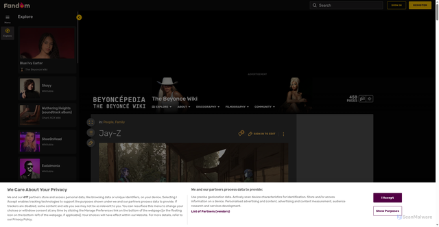 Security scan screenshot of https://beyonce.fandom.com/wiki/Jay-Z