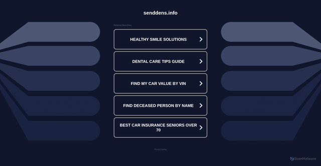 Security scan screenshot of https://senddens.info/pages/index.php