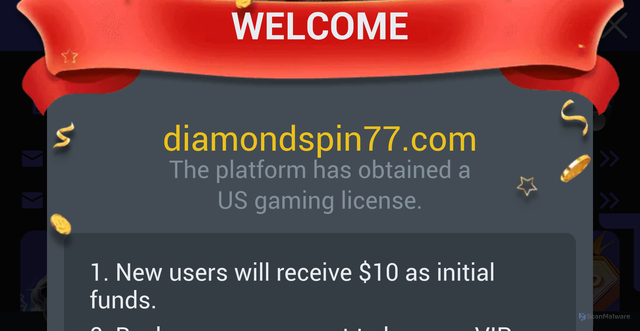 Security scan screenshot of http://diamondspin77.com/