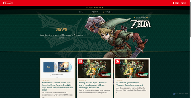 Security scan screenshot of https://zelda.nintendo.com/news/