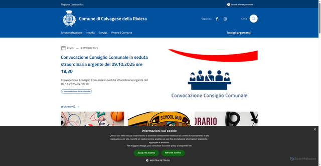 Security scan screenshot of https://www.comune.calvagesedellariviera.bs.it/it