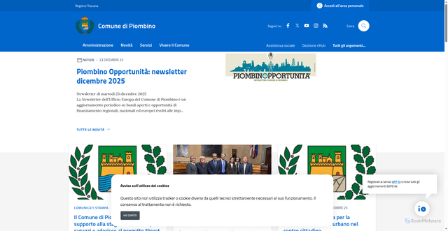 Security scan screenshot of https://www.comune.piombino.li.it/