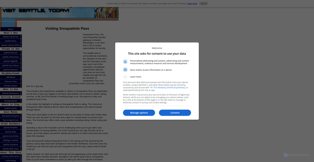 Security scan screenshot of https://www.seattle-tourist.com/snoqualmie-pass.html