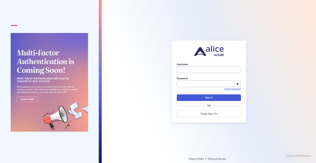 Security scan screenshot of https://auth-static.aliceapp.com
