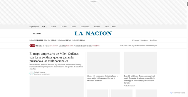 Security scan screenshot of https://www.lanacion.com.ar
