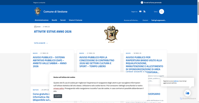 Security scan screenshot of https://www.comune.vestone.bs.it