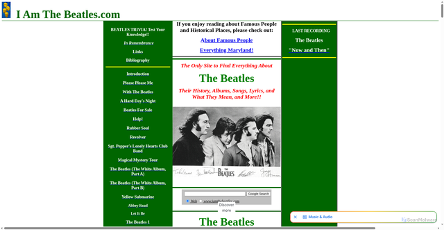 Security scan screenshot of https://iamthebeatles.com/