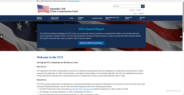 Security scan screenshot of https://www.vcf.gov/