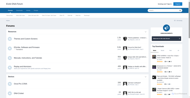 Security scan screenshot of https://forum.evolvapor.com