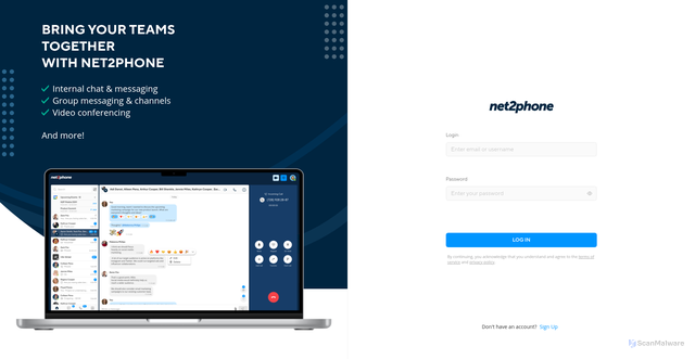 Security scan screenshot of https://app.net2phone.com