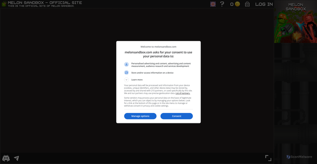 Security scan screenshot of https://melonsandbox.com