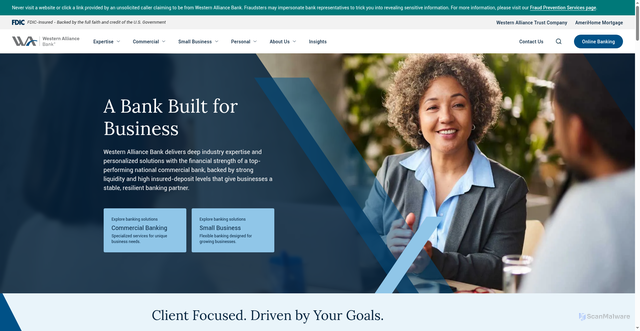 Security scan screenshot of https://westernalliancebancorporation.com