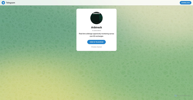 Security scan screenshot of https://t.me/arbirock