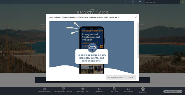 Security scan screenshot of https://cityofshastalake.gov/