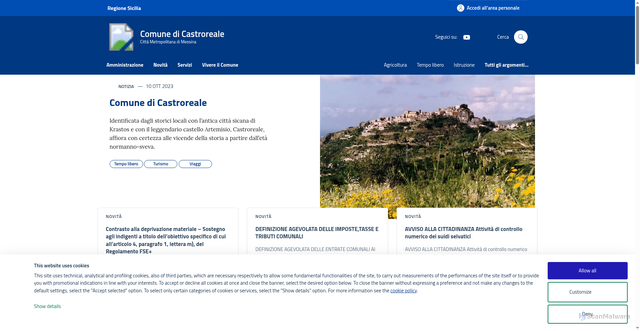 Security scan screenshot of https://www.comune.castroreale.me.it