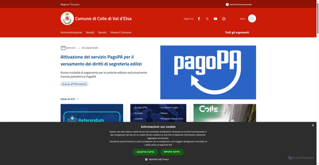Security scan screenshot of https://www.comune.collevaldelsa.it/it