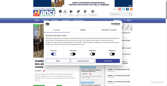 Security scan screenshot of https://www.anci.lombardia.it