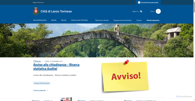 Security scan screenshot of https://www.comune.lanzotorinese.to.it/
