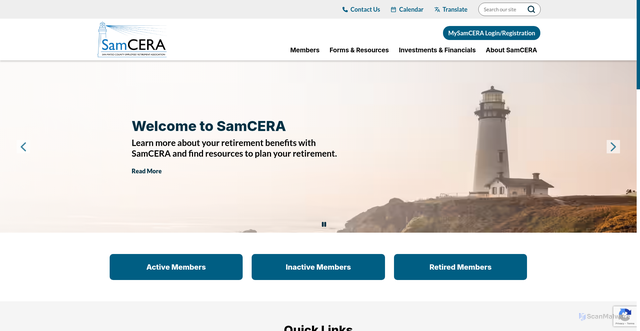 Security scan screenshot of https://www.samcera.gov/