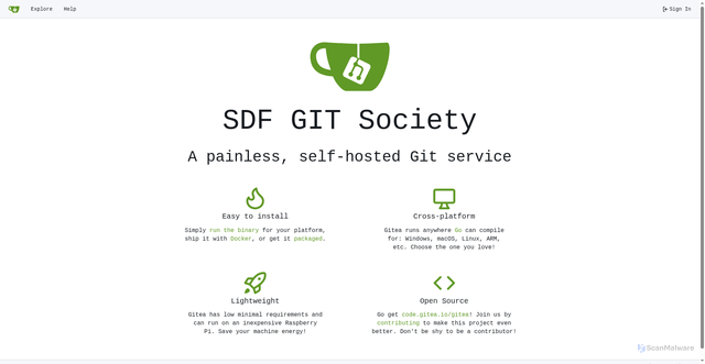 Security scan screenshot of https://git.sdf.org