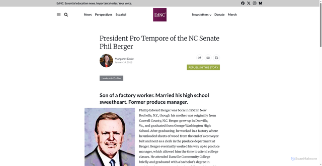 Security scan screenshot of https://www.ednc.org/north-carolina-senator-phil-berger/