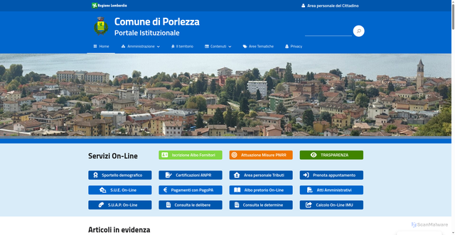 Security scan screenshot of https://www.comune.porlezza.co.it