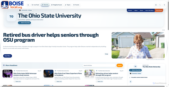 Security scan screenshot of https://boiselocal.org/sources/detail/the-ohio-state-university-DXQ8DebQYR