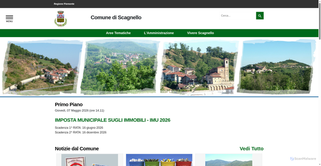Security scan screenshot of https://www.comune.scagnello.cn.it