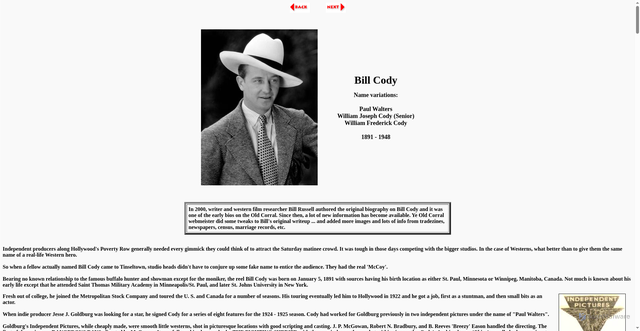 Security scan screenshot of https://www.b-westerns.com/cody.htm