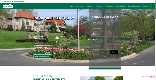 Security scan screenshot of https://www.parkhillsky.gov/