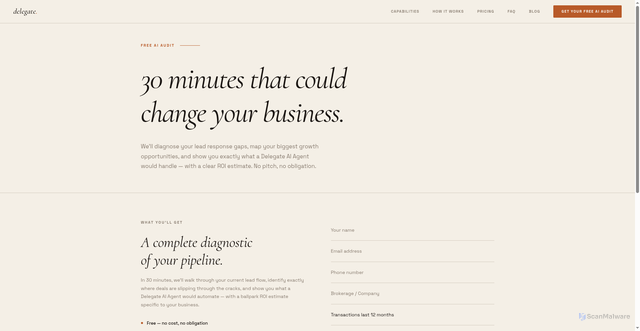 Security scan screenshot of https://rundelegate.com/ai-audit