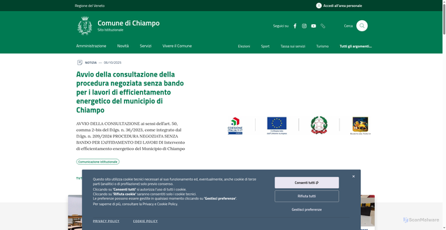 Security scan screenshot of https://www.comune.chiampo.vi.it/