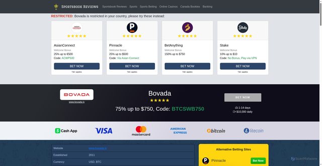 Security scan screenshot of https://www.sportsbookreviewsonline.com/bovada/