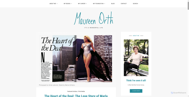 Security scan screenshot of https://maureenorth.com/1990/11/the-heart-of-the-deal-the-love-story-of-marla-maples-and-donald-trump/