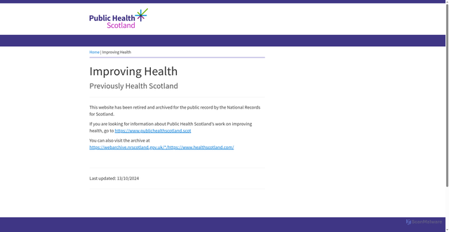 Security scan screenshot of http://www.healthscotland.com/