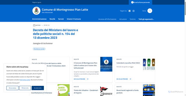 Security scan screenshot of https://comune.montegrossopianlatte.im.it/