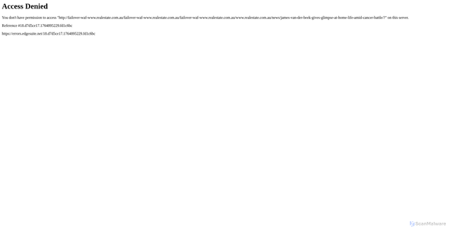 Security scan screenshot of https://www.realestate.com.au/news/james-van-der-beek-gives-glimpse-at-home-life-amid-cancer-battle/