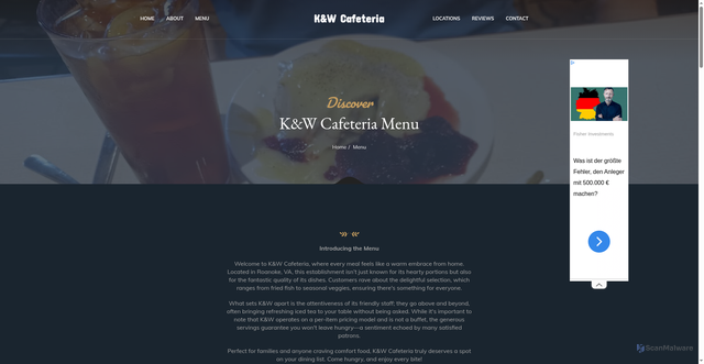 Security scan screenshot of https://kw-cafeteria.menu-world.com/menu