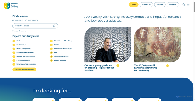 Security scan screenshot of https://scu.edu.au