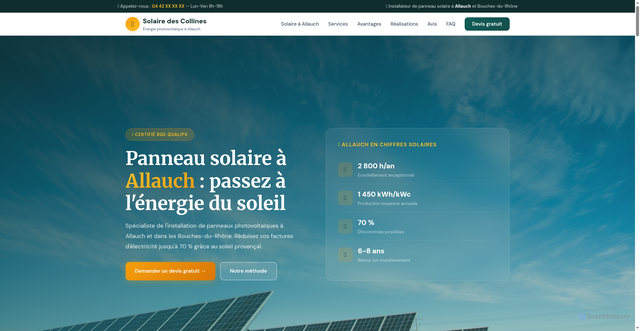 Security scan screenshot of http://allauchpanneausolaire.com/