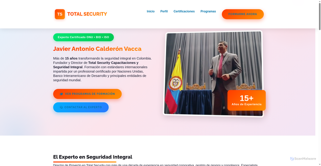 Security scan screenshot of https://totalsecurity.com.co/fundador/
