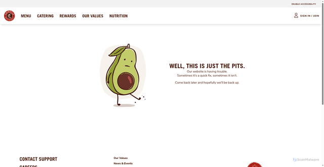 Security scan screenshot of https://www.chipotle.com/offline