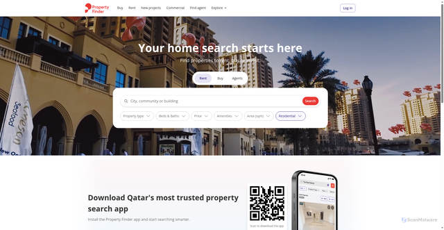 Security scan screenshot of https://www.propertyfinder.qa