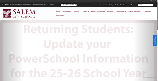 Security scan screenshot of https://www.salem.k12.va.us/