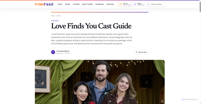 Security scan screenshot of https://www.filmifeed.com/love-finds-you-cast-guide/
