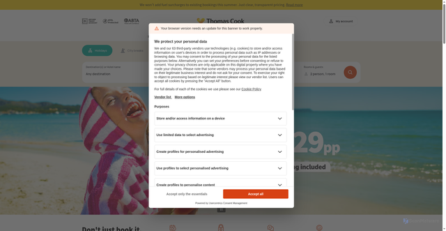 Security scan screenshot of https://www.thomascook.com